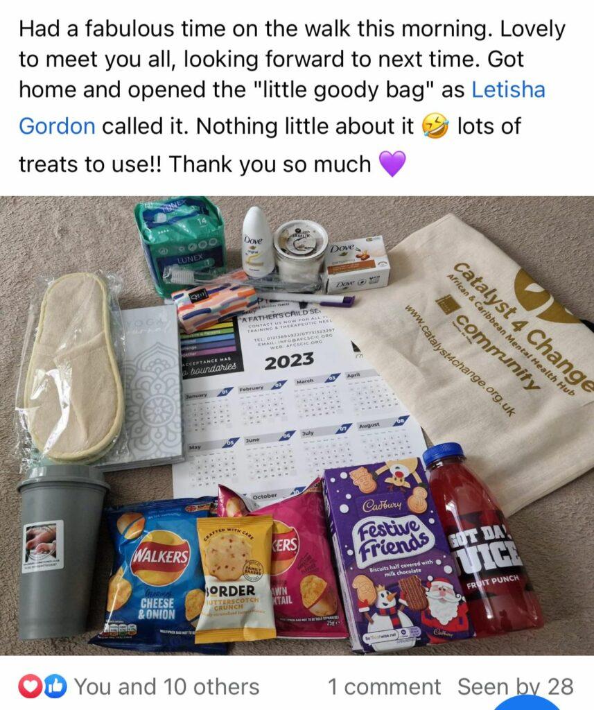 Had a Fabulous time on the walk this morning. Lovely to meet you all, looking forward to next time. Got home and opened the "little goody bag" As Letisha Gordon called it. Nothing little about it lots of treats to use!! Thank you so much.